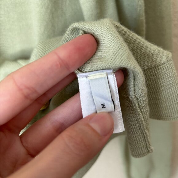 St. John Wool Silk Blend Button Front Pistachio Green Luxurious Cardigan Sweater - Picture 9 of 14